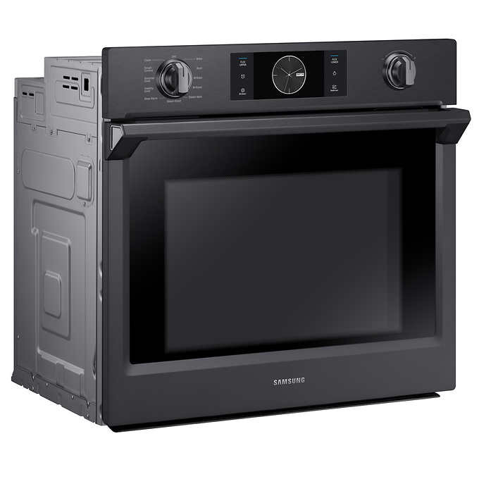 Samsung 30 in. 5.1 cu. ft. black stainless-steel convection single oven with steam bake