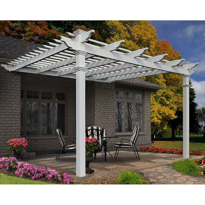 New england arbors 12 ft. x 12 ft. freemont attached pergola