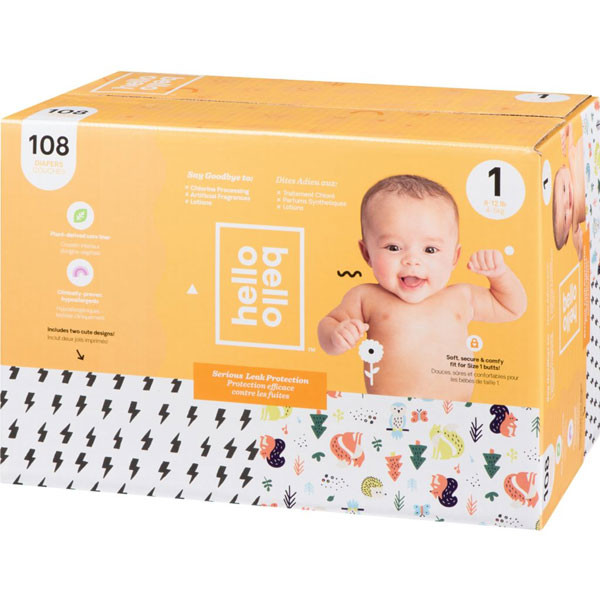 Hello bellodiapers, size 1, 108 count10
