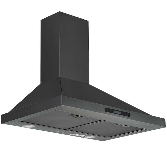 Ancona 30 in. black stainless steel convertible wall mount pyramid range hood