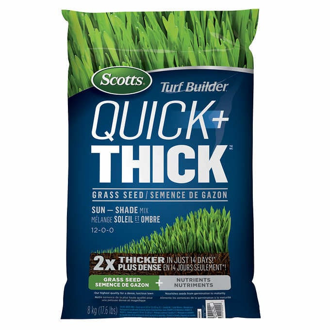 Scotts turf builder quick + thick grass seed sun - shade mix 12-0-0 8kg