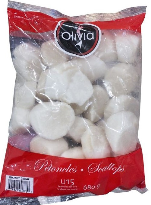 Olivia frozen u15 scallops 680 g