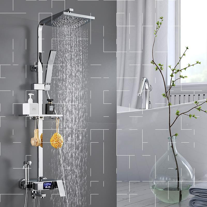 Thermostatic digital display shower faucet