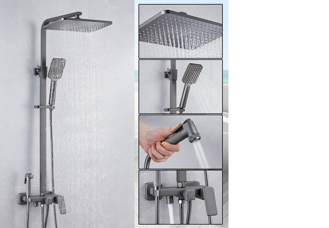 Gray thermostatic shower faucet 