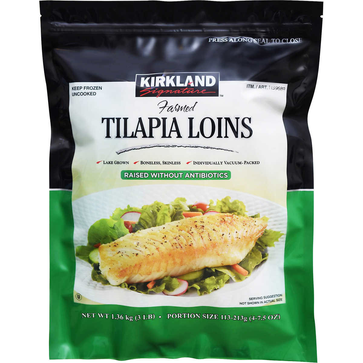 Kirkland signature frozen tilapia loins 1.36 kg