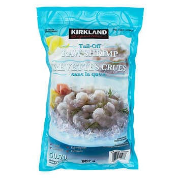 Kirkland signature frozen chemical-free 50/70 tail-off raw shrimp 907 g