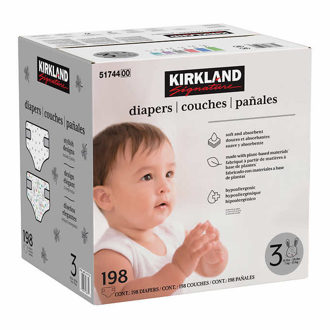 Kirkland signature diapers size 3, 198-count