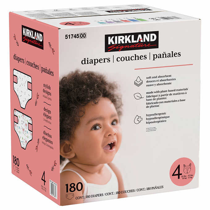 Kirkland signature diapers size 4, 180-count