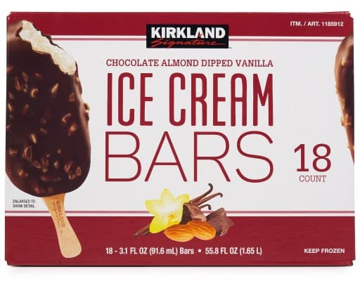 Kirkland signature chocolate almond ice cream bars 18 x 91 ml