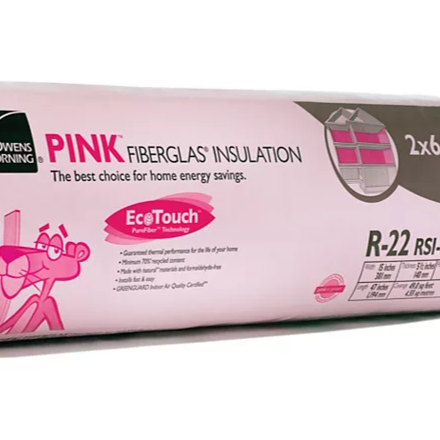 Owens corning r-22 ecotouch pink fiberglas insulation 15-inch x 47-inch x 5.5-inch (49 sq.ft.)