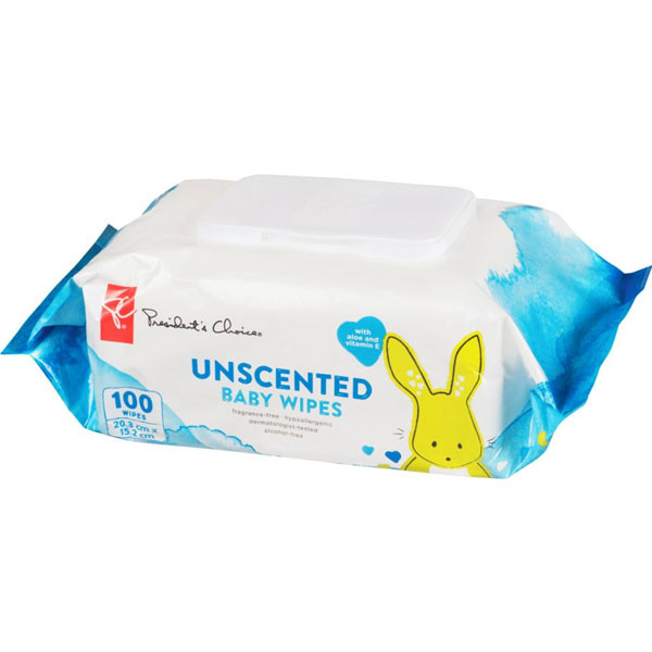 President's choicebaby wipes, unscented 1x