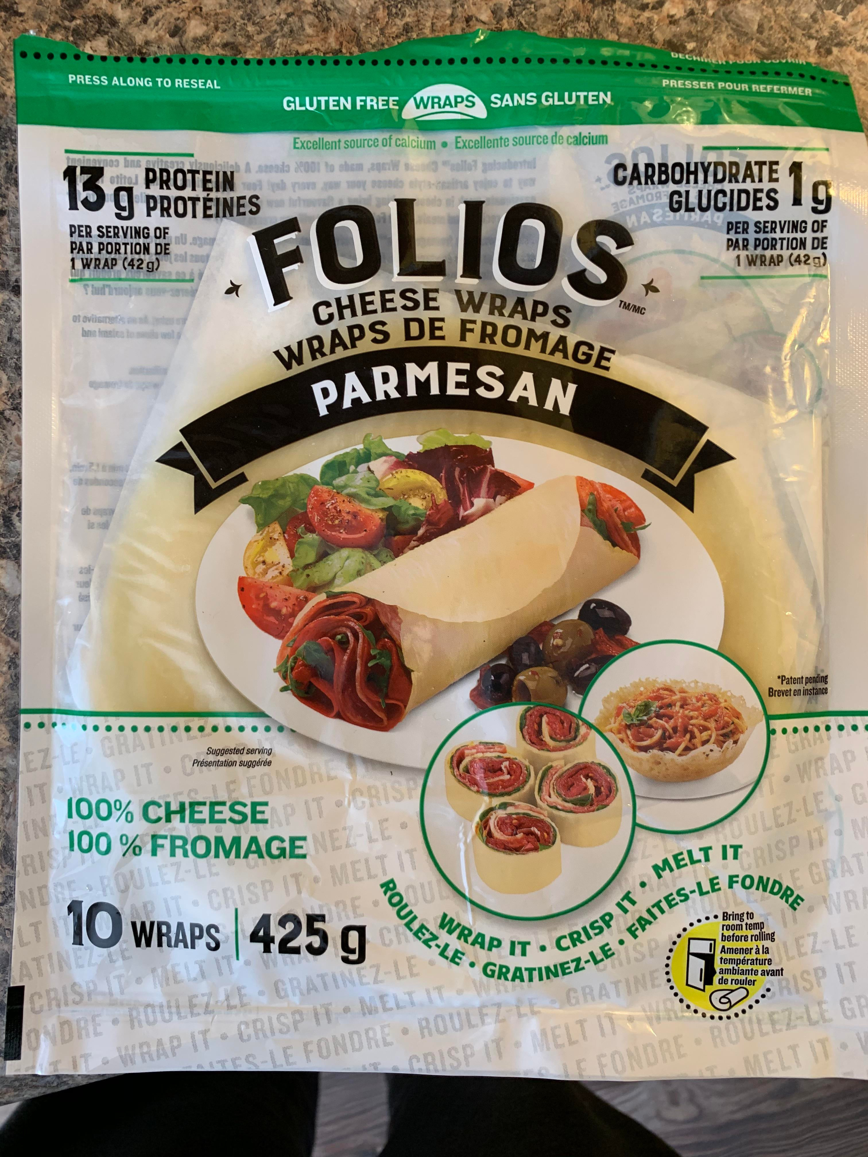 Folios parmesan cheese wraps 425g