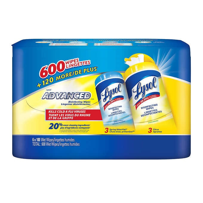 Lysol advanced disinfecting wet wipes 6 packs of 100