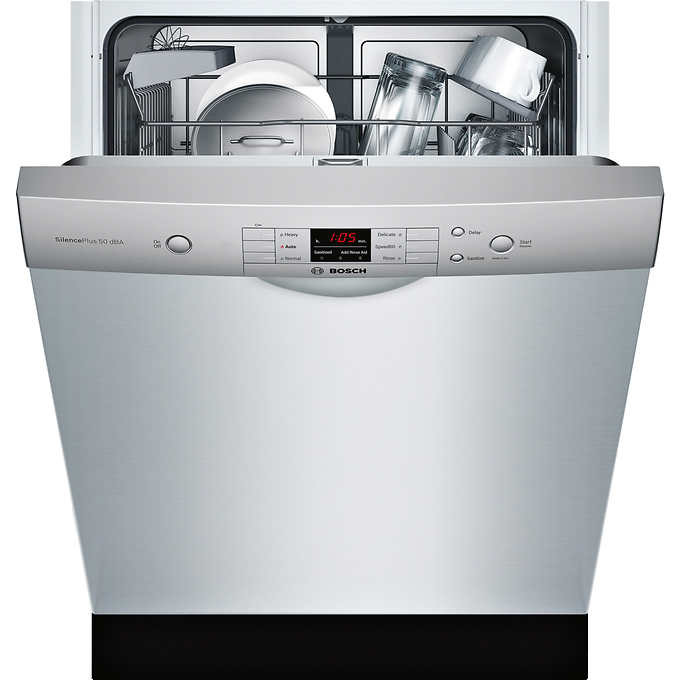 Bosch 100 series 24 in. stainless-steel built-in recessed handle dishwasher