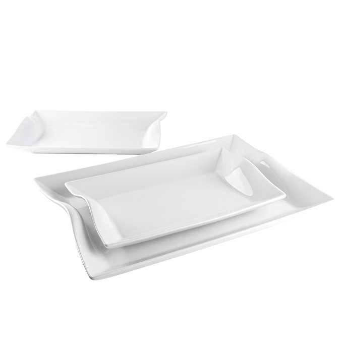 Porcelain serving platter set, 3-piece
