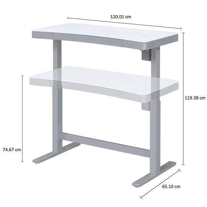 Tresanti 119.4 cm (47 in.) modern white adjustable height desk