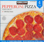 Kirkland signature pepperoni pizza, thin crust, 4 ct