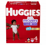 Huggies little movers size 4 plus diapers 186 ct