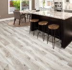 Golden select coastal grey 19.2 cm (7.56 in.) embossed water resistant laminate flooring with pre-attached foam backer