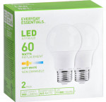 Everyday essentialslight bulbs, a19 60w led soft white2x1.0 