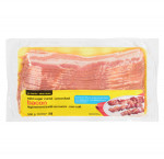 Bacon, mild sugar cured with reduced salt, uncooked