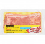 Bacon, mild sugar cured with reduced salt,uncooked