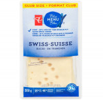 Pc blue menulight swiss cheese sliced 18% m.f. club size
