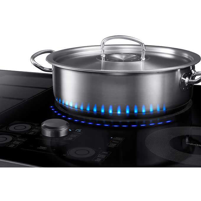 Samsung 30 in. black stainless-steel induction cooktop with virtual flame technology