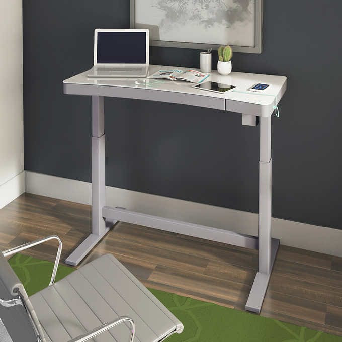 Tresanti 119.4 cm (47 in.) modern white adjustable height desk